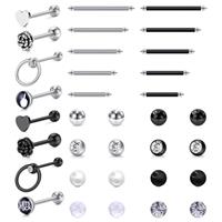 Rajnard Tongue Bars Nipple Bars 14g Metal Tongue Ring Piercing 12 14 16 18 20mm Stainless Steel Barbell Piercing Jewellery Silver Gold Rose Black Colorful