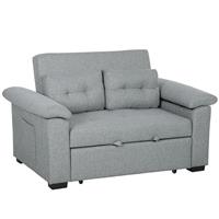 HOMCOM Pull Out Sofa Bed, Fabric 2 Seater Click Clack Sofa Bed Settee with 2 Pocket Springs, Convertible Sofa Couch with Pillows and Side Pockets for Living Room, Home Office