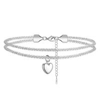 BMMYE Sterling Silver Anklet Ankle Bracelets for Women,Adjustable Silver Anklets for Women Hypoallergenic Ankle Bracelet