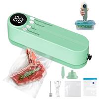 Mini Bag Sealer, Handheld Heat Sealer with 3 External Connectors Vacuum Sealer Machine, Portable Sealing Machine with 4pcs Vaccum Sealer Bags for Snack Preservation Food Storage
