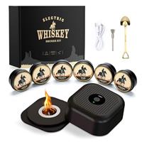 Electric Cocktail Smoker kit with 6 Wood Chips, Rechargeable Whiskey Smoker Kit Built in Lighter, Old Fashioned Drink Smoker Kit for Bourbon, Mens Gifts for Men, Dad, Husband, Boyfriends