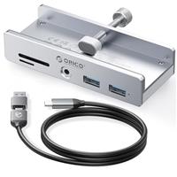 ORICO USB 3.0 Hub Clamp Adapter, Aluminum 4-Port USB Splitter with Extra Power Supply Port and 4.92 FT USB Data Cable, Ultra-Portable USB Expander for 2021 iMac/Laptop/PC