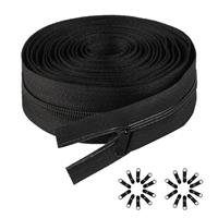 Black Zips for Sewing, 10 Meter/10.9 Yards Black Metal Coil