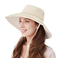 lifwimner Sun Hats for Women Wide Brim UV Protection, Foldable Ponytail Summer Hats Cap Waterproof Breathable Safari Bucket Hats for Beach Garden Fishing