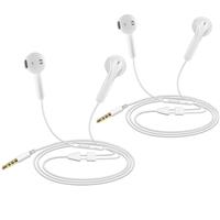2 Pack Earphones, In-Ear Headphones Wired Earbuds, Noise Isolating Headset With Microphone, Heavy Deep Bass, Compatible with Samsung HuaWei MP3 Players Tablets and Laptops