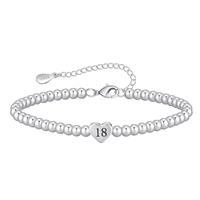 VEEDOFA 16th 18th 21th 30th 40th 50th 60th Birthday Gifts for Women, Hypoallergenic Adjustable Bead 925 Sterling Silver Bracelet for Women, Presents for Mum Daughter Grandma Auntie Friends