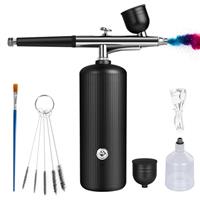 Airbrush Kit with Compressor - Rechargeable Portable Non-Clogging High-Pressure Air Brush Set with Nozzle and Cleaning Brush Set for Nail Art, Makeup, Barber, Cake Decor, Model Painting (Green)