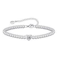 VEEDOFA 16th 18th 21th 30th 40th 50th 60th Birthday Gifts for Women, Hypoallergenic Adjustable Bead 925 Sterling Silver Bracelet for Women, Presents for Mum Daughter Grandma Auntie Friends