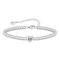 VEEDOFA 16th 18th 21th 30th 40th 50th 60th Birthday Gifts for Women, Hypoallergenic Adjustable Bead 925 Sterling Silver Bracelet for Women, Presents for Mum Daughter Grandma Auntie Friends
