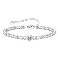 VEEDOFA 16th 18th 21th 30th 40th 50th 60th Birthday Gifts for Women, Hypoallergenic Adjustable Bead 925 Sterling Silver Bracelet for Women, Presents for Mum Daughter Grandma Auntie Friends