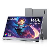 ARZOPA 16.1'' 144Hz Portable Monitor with Storage Bag, 100% sRGB 19201080P FHD HDR 144HZ Gaming Monitor, Ultra Slim - Eye Protection-External Second Screen for Laptop/PC/Mac/PS3/4/5/Xbox - Z1FCGrey