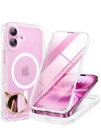 Miracase Magnetic Case for iPhone 14/15/16/16e Series Glass Case Compatible with MagSafe, [Built-in Glass Screen Protector] Full Body Case A005