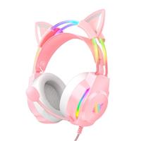 ONITOON Gaming Headset with Cat Ears, RGB Backlight Headphones for PC/PS4/PS5/XBOX/Switch with Noise Cancelling Mic- Virtual 7.1 Surround Sound, Lightweight Design & Auto-Adjust Headband