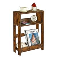 ZEXVIDA Narrow Side Table with Storage Shelf, 3-Tier Slim End Table & Nightstand for Bedroom, Living Room, Sofa Side Table for Small Spaces