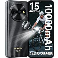 OUKITEL C59 Pro Android15 Mobile Phones - 10000mAh Large Battery Smartphone,24GB RAM+256GB ROM+1TB,110LM Flashlight,6.88" HD+ Large Screen,4G Dual SIM Free Unlocked, NFC/Fingerprint/Face ID/GPS(Black)
