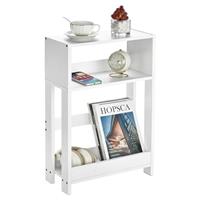 ZEXVIDA Narrow Side Table with Storage Shelf, 3-Tier Slim End Table & Nightstand for Bedroom, Living Room, Sofa Side Table for Small Spaces