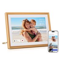 ARZOPA 32GB Digital Photo Frame WiFi 10.1 Inch HD IPS Touch Screen Digital Picture Frames Easy Setup Custom Greeting Card for Gifting Free Arzopa App Share Photos Videos with File Management-D10 Brown