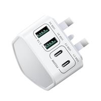 2-Pack USB Plug UK, 40W 4-Port Fast Charger Plug Dual Port PD Power Adapter+QC Wall Plug, Multiple USB C Plug Fast Charge Multi Type C Charging Plug for iPhone 16 15 14 13 12 11 Pro Max, Samsung,iPad