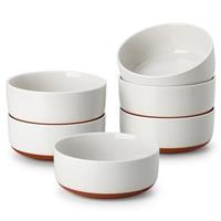 MALACASA Cereal Bowls Set of 6, 24 OZ Ceramic Bowls for Kitchen, Soup Bowl Breakfast Bowls, Dishwasher Microwave Safe, Khaki White, Series Tara