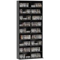 HOMCOM CD/DVD Storage Unit, Blu-ray Media Storage Shelf with Open Compartments and Adjustable Shelves, CD Tower for Living Room, Bedroom, Office