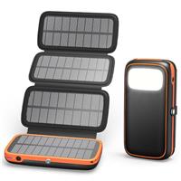 Paloceru Solar Power Bank 26800mAh - Portable Solar Charger with 4 Foldable Panels PD QC 3.0 Fast Charging Battery Bank with USB C Output/Input - Outdoor Battery Pack with Flashlight for Camping