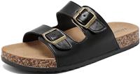 YUHITYGZGS Cork Footbed, Women Men Sandals with Adjustable Buckle Straps for Summer Beach Slip On Slippers Open Toe Slides Mules Outdoor Indoor
