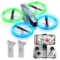 Q1 Mini Drone with 4K Camera for Kids, Adults & Beginners, RC Quadcopter with Cool LED Lights, Headless Mode, 3D Flips, 2 Detachable Batteries, Drone Toys Gifts for Boys and Girls, Grey