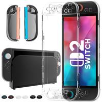 Tixlux Dockable Protective Case for Nintendo Switch 2 (2025), Transparent PC Cover, Joy Controller Shells& 6 Thumb Grips, Shockproof Full Protection Compatible with Switch Dock
