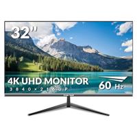 Great voell 32 4K UHD Computer Monitor 38402160p, 100% sRGB, 178 Viewing Angle, HDMI & DisplayPort, VESA 100x100mm, Black