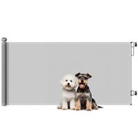 PawHut Retractable Stair Gate for Dogs, Extra Wide Dog Gate, 86.5 cm Tall, for Doorways, Stairways, Hallways, Indoor and Outdoor, Grey