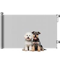 PawHut Retractable Stair Gate for Dogs, Extra Wide Dog Gate, 86.5 cm Tall, for Doorways, Stairways, Hallways, Indoor and Outdoor, Grey