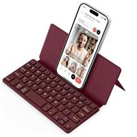 CACOE Bluetooth Keyboard with Stand, Mini Keyboard for Cell Phone, Ultra-Thin Portable, Foldable, Dual-Channel with Stand for Smartphone and More iOS Android Windows,Black