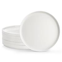 MALACASA 24-Piece Porcelain Dinnerware Set, Dish Set for 6, Premium Plates and Bowls Sets, Chip and Scratch Resistant, White with Black Rim, Series LEAH