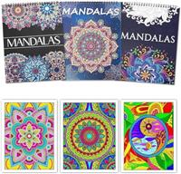 Pobuu 3 Pack Adult Colouring Book,60 Page Mandalas,Animal & Flower Patterns,Spiral Bound Colouring Books for Adults Relaxation, Anxiety Relief Gifts for Women