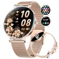 Smart Watch Women 6.8mm Ultra Thin Round 1.43" AMOLED for Android iOS Ladies Smartwatch with Bluetooth Phone Calls,Pedometer/Calories/Heart Rate/Sleep/SpO2 Monitor,100+ Sports Modes