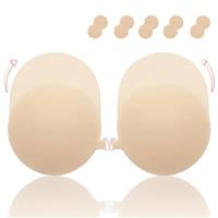 Vtelor Strapless Bra Sticky Push up Stick on Backless Bra Womens Bras Reusable Breathable Invisible Bras Skin Friendly Sticky Padded for Dress Party Beach Wedding