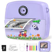 CNAPXAIA Kids Camera Instant Print, 2.4 Photo Print Camera for Kids with 32GB Card & 3 Rolls Print Paper, Creative Gift Toy for Girls 3-12 Year Old