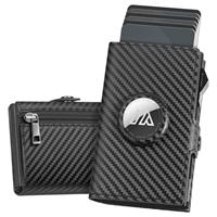 Manmaxim Airtag Wallet with Extremely Compact, Pop-up Air Tag Wallet for 10+ Cards, 10+ Banknote & 2 ID Windows RFID Card Holder Wallets with Coin Pocket Smart Wallets for Men UK