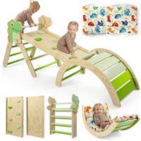 khlerox Climbing Frame with Soft Cushion, 7 in 1 Foldable Indoor Climbing Frame, Montessori Baby Toddler Climbing Toys Indoor, Climber Indoor Set with Arch, Ramp, Ladder
