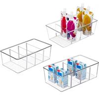 AIYULONG Plastic Storage boxes with 3 Dividers - kitchen storage & organisation fridge organisers, cupboard organiser