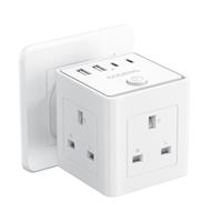 Plug Extension Socket with 4 USB, 3 Way (13A/3250W) Multi Plug Adapter UK, USB Wall Plug Charger, 3 Pin Plug Expander for Home, Office,Travel