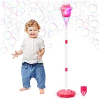 Bubble Machine Torch Bubble Maker Adjust Standing Bubble Blower with Lights & Music Kids Toddlers Childrens Girls Bubble Maker Machine for Indoor Outdoor Wedding Party Birthday Gifts