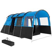 Outsunny 8-Person Camping Tent, Waterproof Family Tent, Tunnel Design, 4 Large Windows, Sleeping Cabins, 3000mm Water Column, Top Hook, Portable with Carry Bag