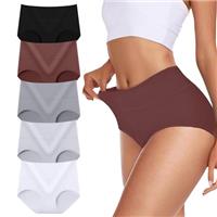TDONE Underwear Women, High Waisted Tummy Control Cotton Knickers Comfortable Full Coverage Briefs Multipack Ladies Breathable Cotton Underwear Soft Panties(5 Pack)