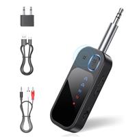 Airplane Bluetooth 5.4 Adapter, 2 in 1 Wireless Aux Bluetooth Transmitter Receiver, Support 2 Headphones & TF Card, Mic for Calls, 3.5mm AUX Jack Wireless Audio Adapter for Planes, Airline, Travel, TV