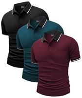 JACKETOWN 3 Pack Mens Polo Shirts Short Sleeve Lightweight Breathable Golf Polo Casual Adult Multipack Tennis T Shirt