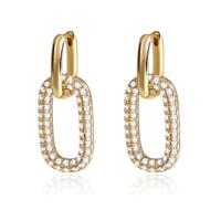 Gold Double Huggie Hoop Earrings for Women, 14K Gold Plated Hypoallergenic Statement Earrings, Elegant Drop Dangle Hoops with Zirconia