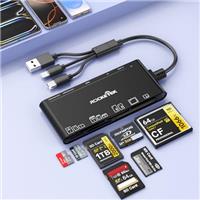 7 in 3 USB C + USB 3.0 + Lightning Multi Card Reader Adapter for SD, CF, Micro SD, XD, MS Cards, 5Gbps Memory Card Reader SD Card Reader Reader Adapter for iPhone 16 15 14/Samsung/PC/Windows/Mac/Linux