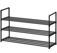 XSBAIHUO Shoe Rack - 3-Tier Metal Shoe Rack Organizer - Stackable Shoe Storage Shelf for Entryway, Closet, Bathroom 30cm(D) x 92cm(W) x 55cm(H) -Black