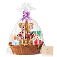 Boensi Gift Baskets Empty,38x28x12cm Gift wicker Basket with 1 x Hamper Basket, 4 x Bows, 1 x Cellophane Bags and 1 x Greeting Card